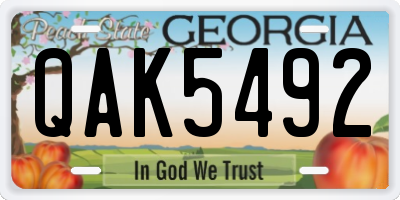 GA license plate QAK5492