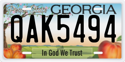 GA license plate QAK5494