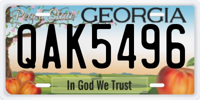GA license plate QAK5496