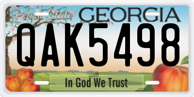 GA license plate QAK5498