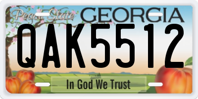 GA license plate QAK5512
