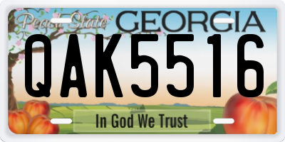 GA license plate QAK5516