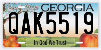 GA license plate QAK5519