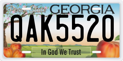 GA license plate QAK5520