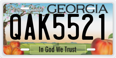 GA license plate QAK5521