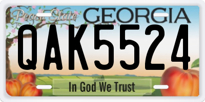 GA license plate QAK5524