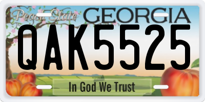 GA license plate QAK5525