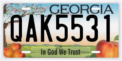 GA license plate QAK5531