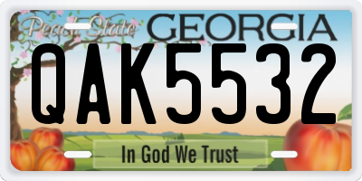 GA license plate QAK5532