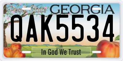 GA license plate QAK5534