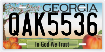GA license plate QAK5536