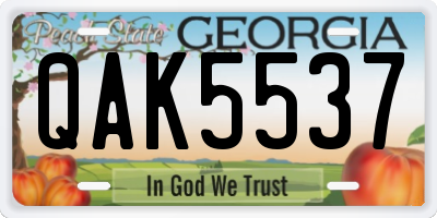 GA license plate QAK5537