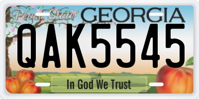 GA license plate QAK5545