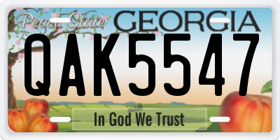 GA license plate QAK5547
