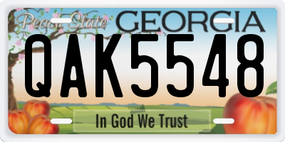 GA license plate QAK5548