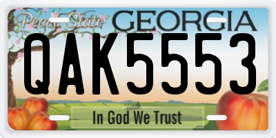 GA license plate QAK5553