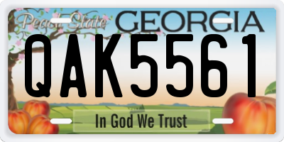 GA license plate QAK5561