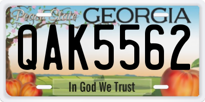GA license plate QAK5562