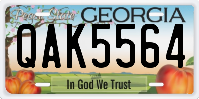 GA license plate QAK5564