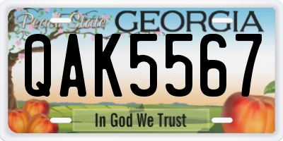 GA license plate QAK5567