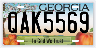 GA license plate QAK5569