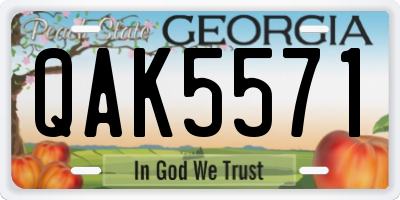 GA license plate QAK5571
