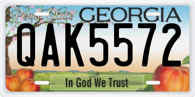 GA license plate QAK5572