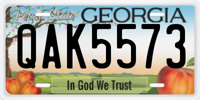 GA license plate QAK5573