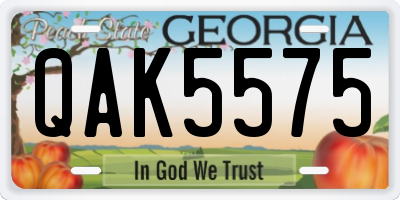 GA license plate QAK5575