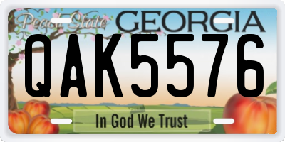 GA license plate QAK5576
