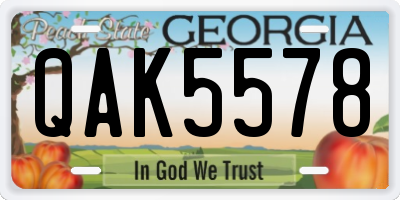 GA license plate QAK5578