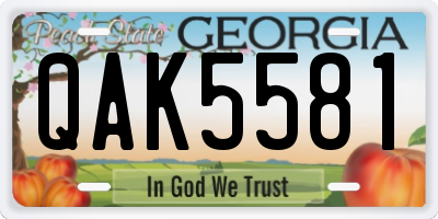 GA license plate QAK5581