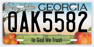 GA license plate QAK5582