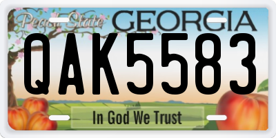 GA license plate QAK5583