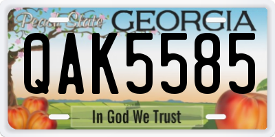 GA license plate QAK5585