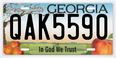 GA license plate QAK5590