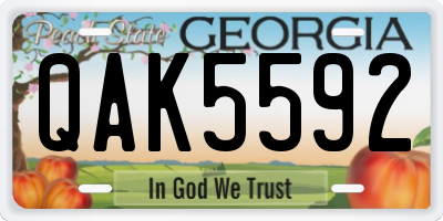 GA license plate QAK5592