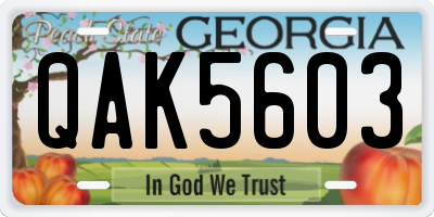 GA license plate QAK5603
