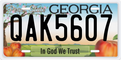 GA license plate QAK5607