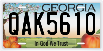 GA license plate QAK5610