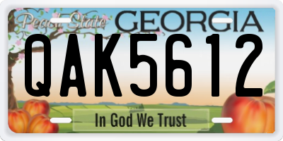 GA license plate QAK5612