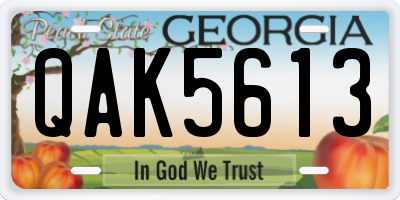 GA license plate QAK5613