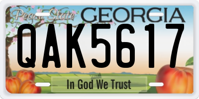 GA license plate QAK5617