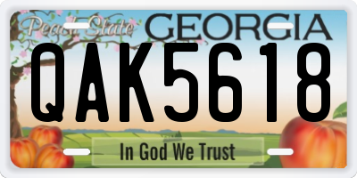 GA license plate QAK5618