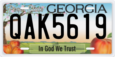 GA license plate QAK5619