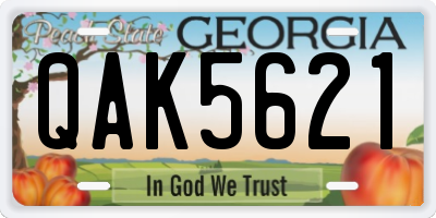 GA license plate QAK5621