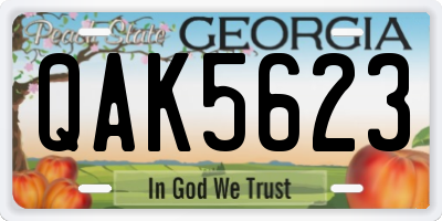 GA license plate QAK5623