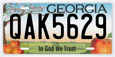 GA license plate QAK5629