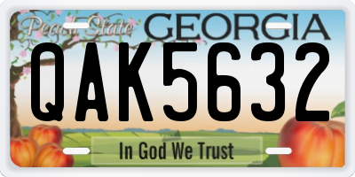 GA license plate QAK5632