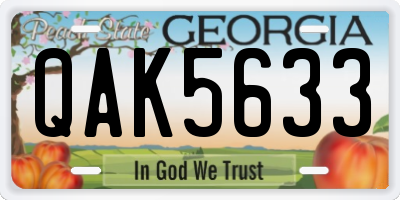 GA license plate QAK5633